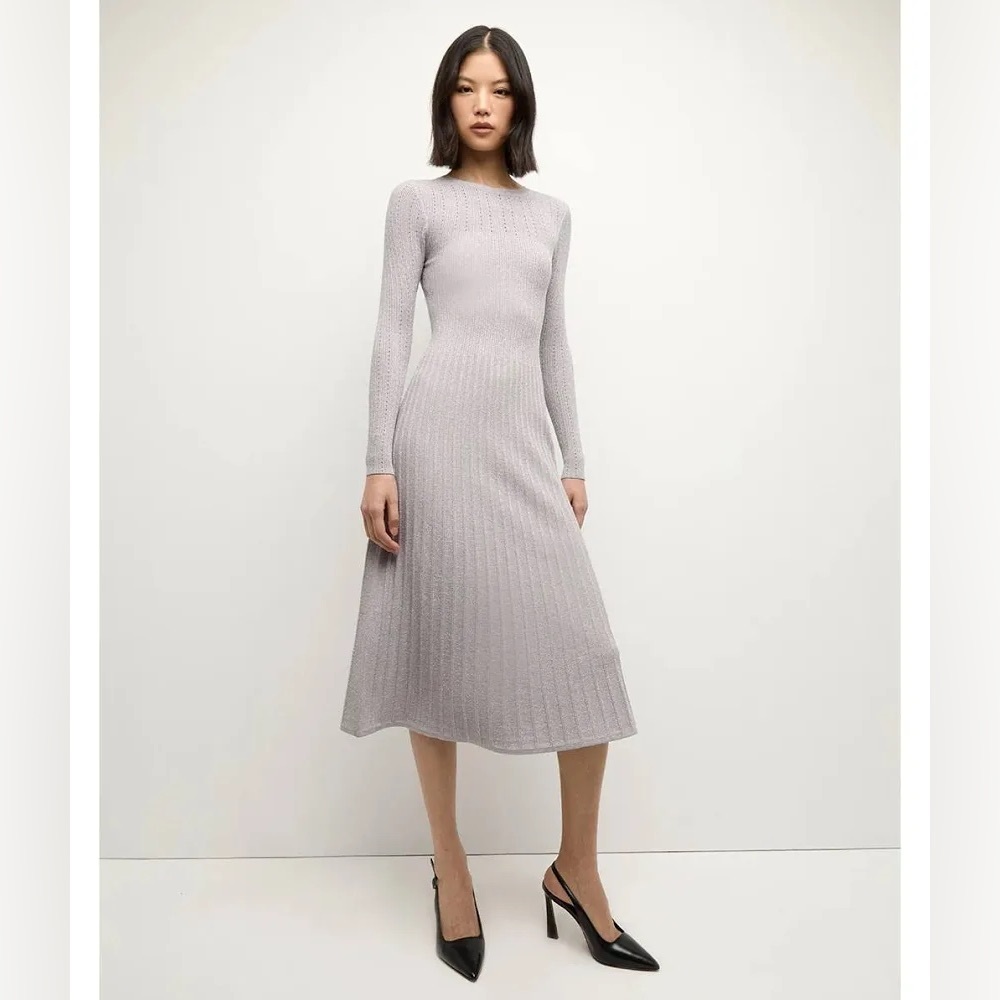 Veronica Beard Nami Sweater Dress In Silver Size M